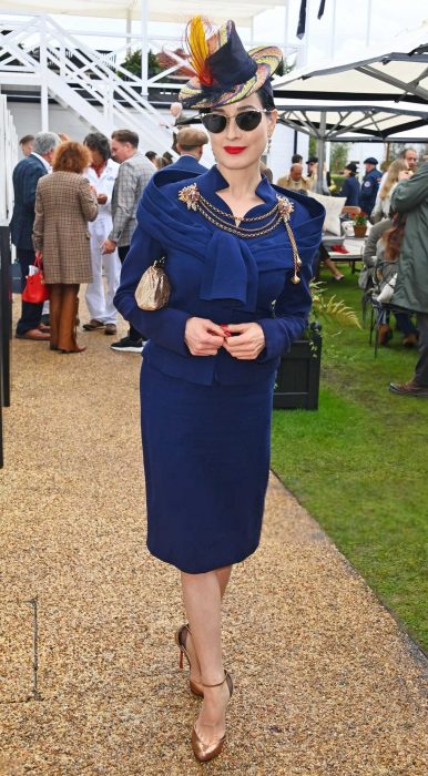 Dita Von Teese in a Blue Ensemble