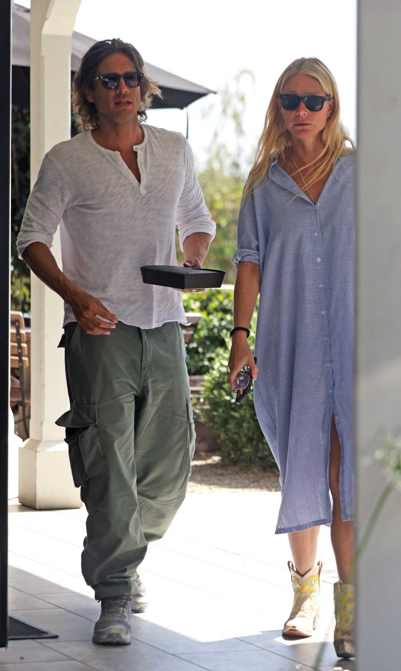 Gwyneth Paltrow in a Blue Dress Was Seen Out with Her Husband Brad Falchuck in Santa Barbara 09/01/2024