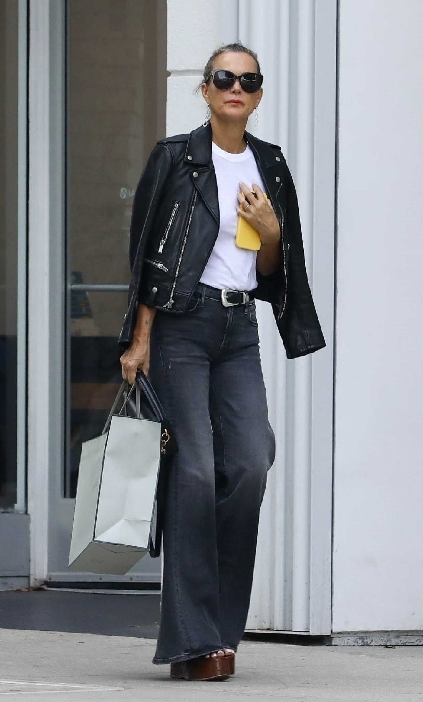 Laeticia Hallyday in a Black Leather Jacket Was Seen Out in Beverly Hills 09/22/2024