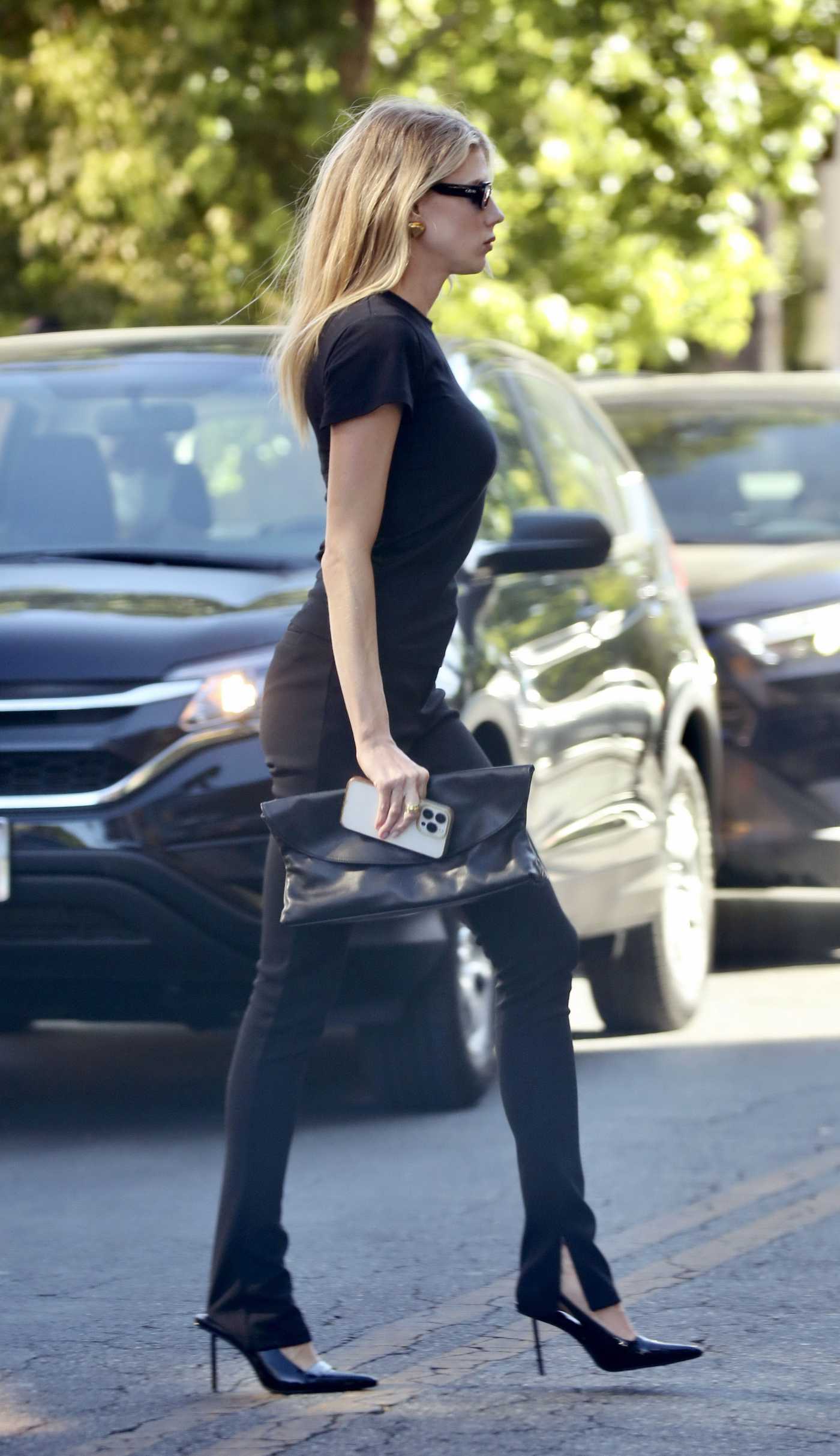 Charlotte McKinney in a Black Tee Was Seen Out in Los Angeles 10/19/2024