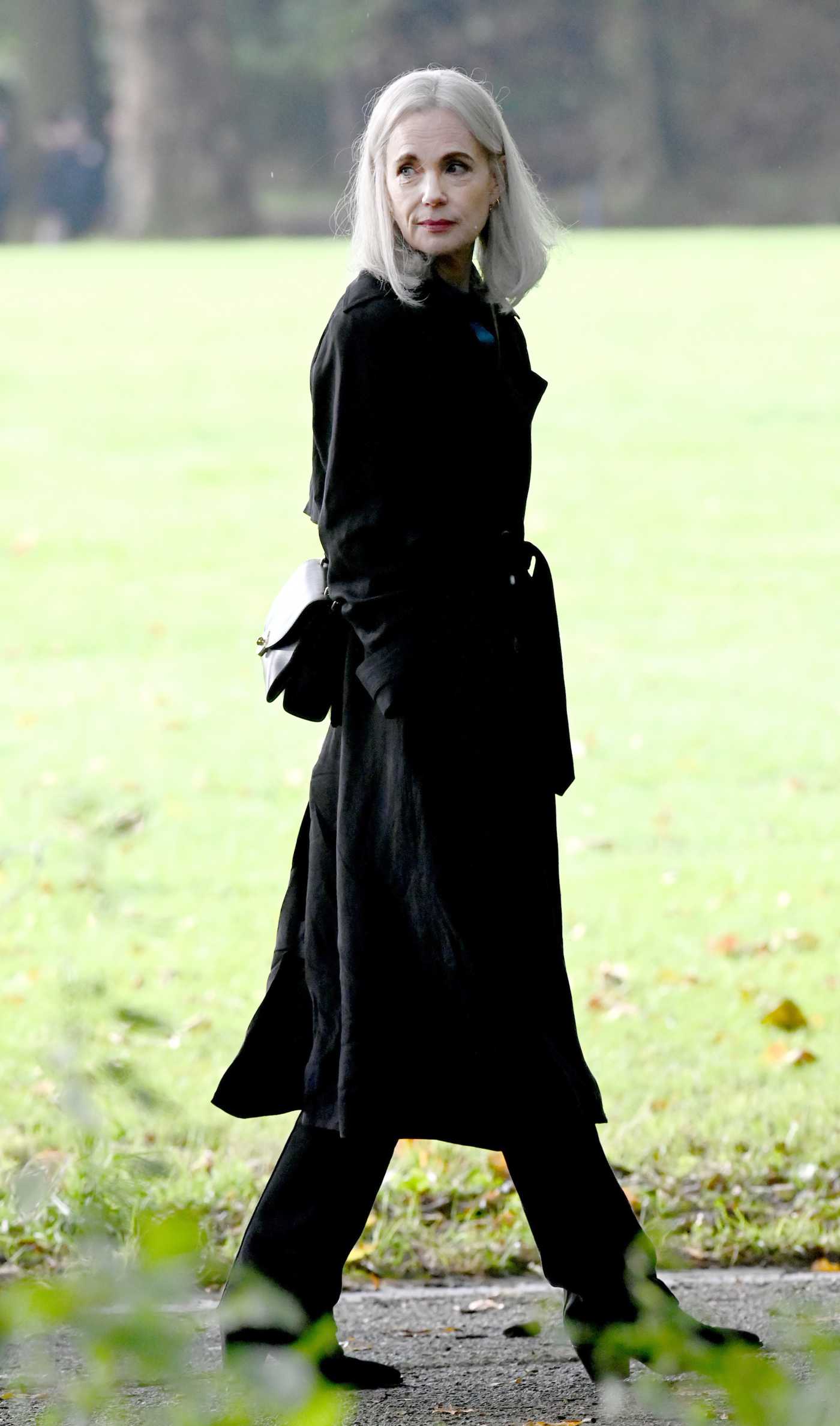 Elizabeth McGovern in a Black Trench Coat on the Set of The Talamasca in Central Park in New York 10/06/2024