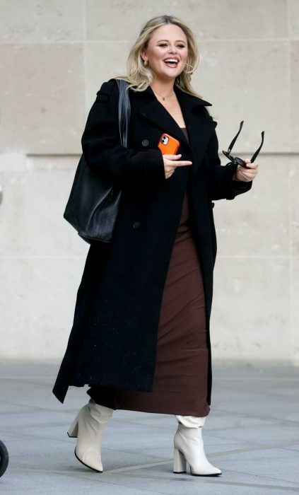 Emily Atack in a Black Coat