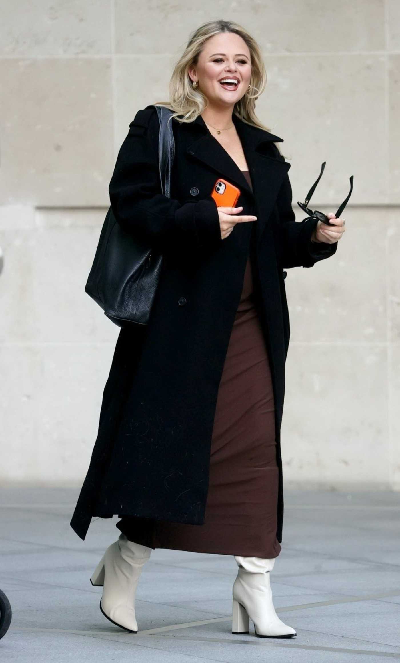 Emily Atack in a Black Coat Was Seen Out in London 10/14/2024