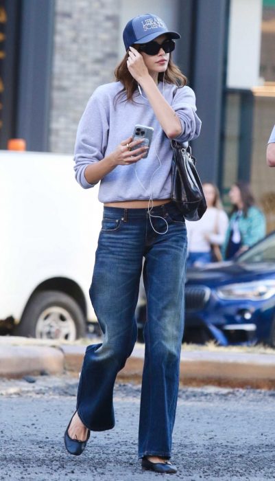 Kaia Gerber in a Blue Cap