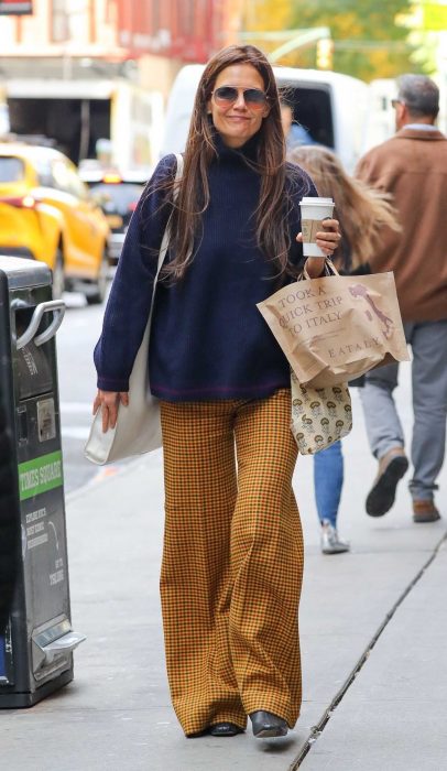 Katie Holmes in a Blue Sweater