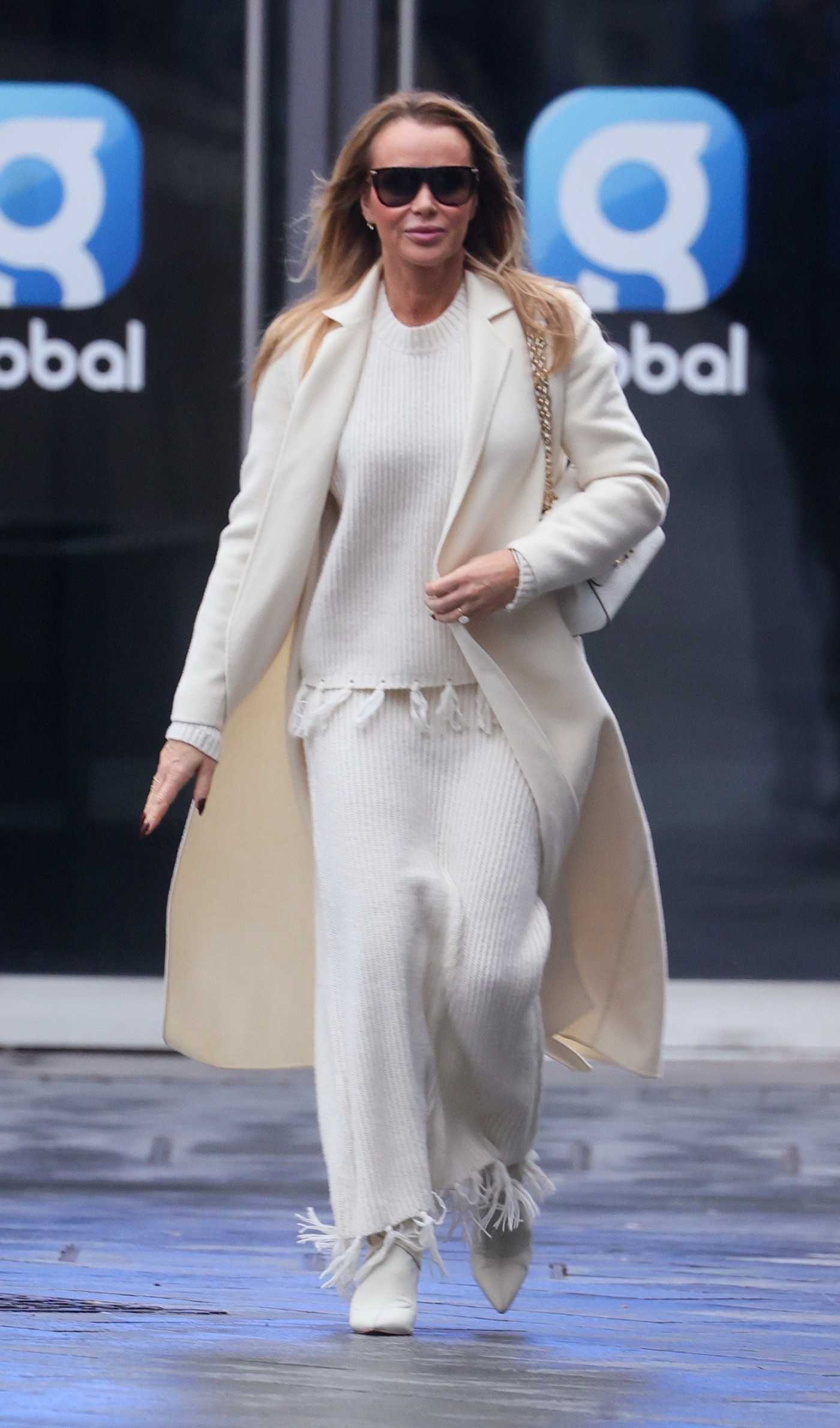 Amanda Holden in a White Coat Leaves the Global Radio in London 11/27/2024