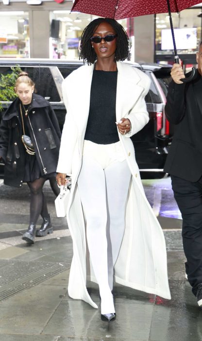 Jodie Turner-Smith in a White Coat