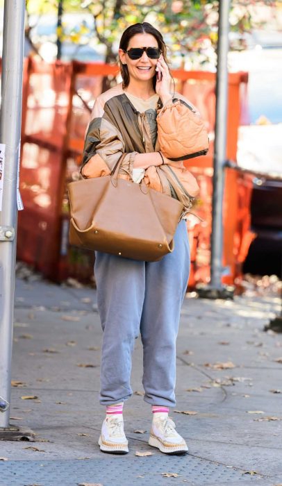 Katie Holmes in a Grey Sweatpants