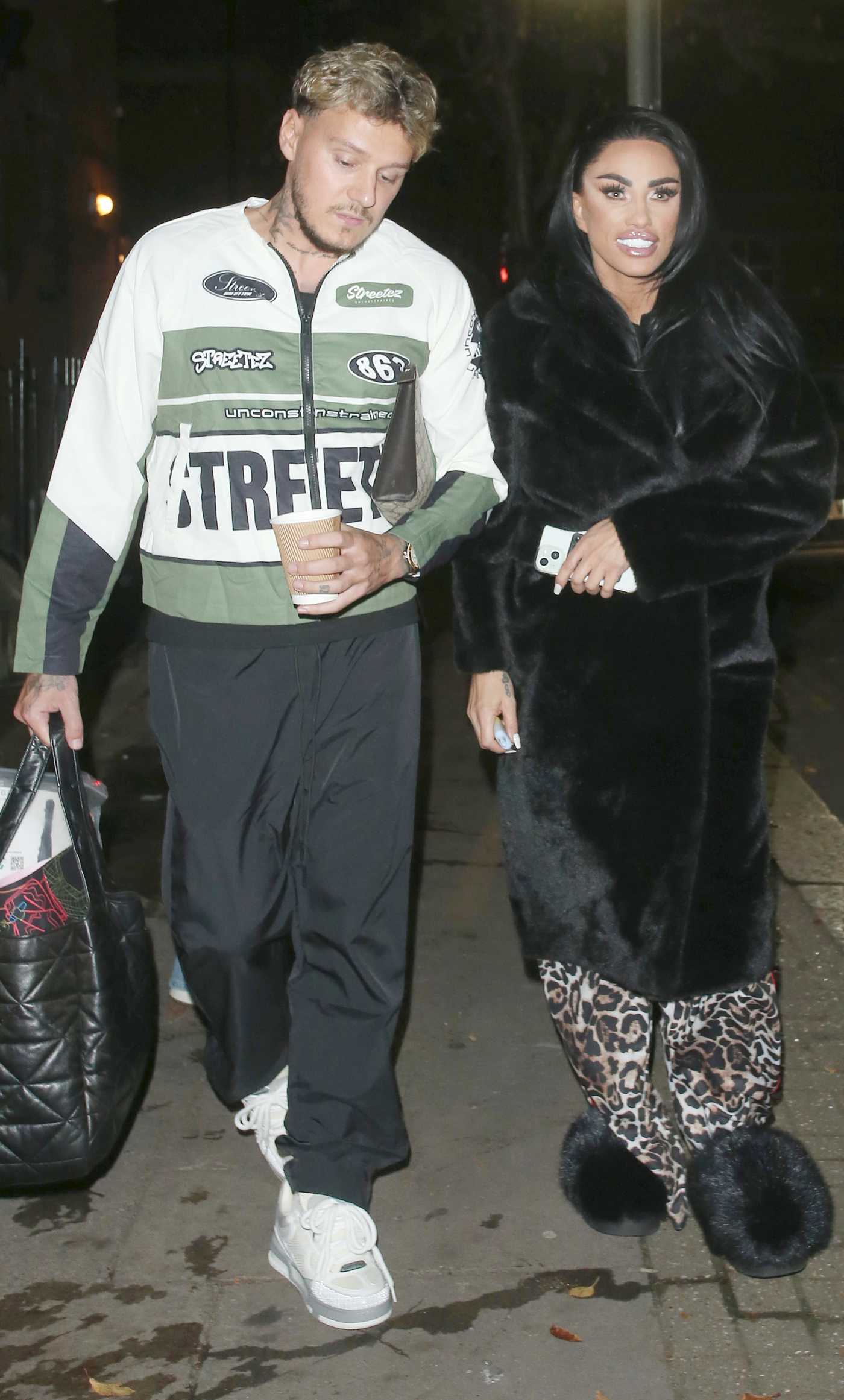 Katie Price in a Black Fur Coat Leaves The Clapham Grand in London 11/10/2024