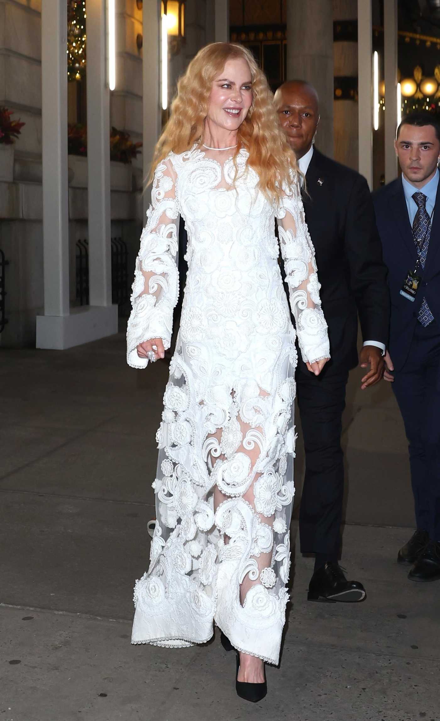 Nicole Kidman in a White Lace Dress Arrives at the Spellbound Premiere at The Paris Theatre in New York City 11/11/2024