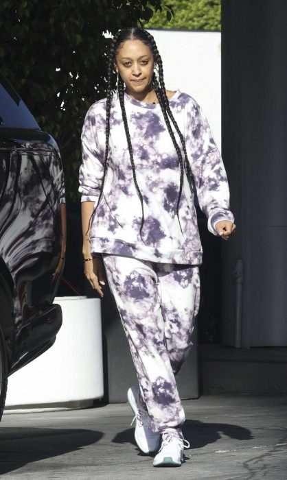 Tia Mowry in a Tie-Dye Sweatsuit