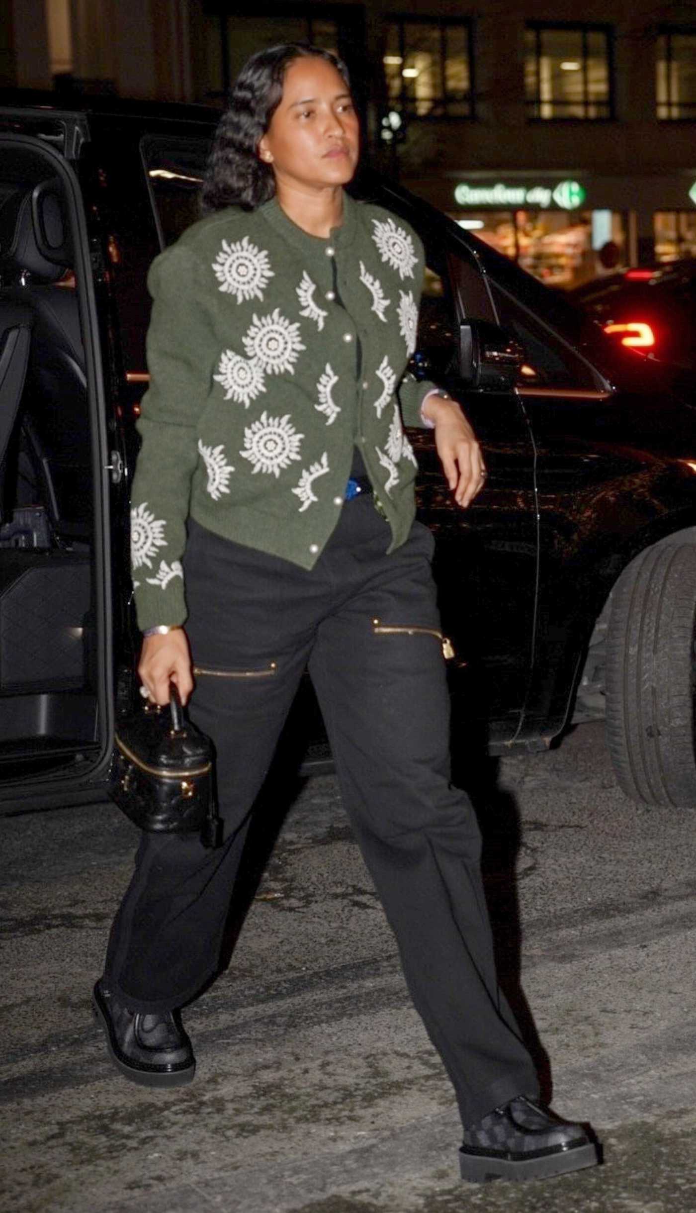 Helen Lasichanh in a Green Cardigan Was Seen Out in Paris 12/17/2024