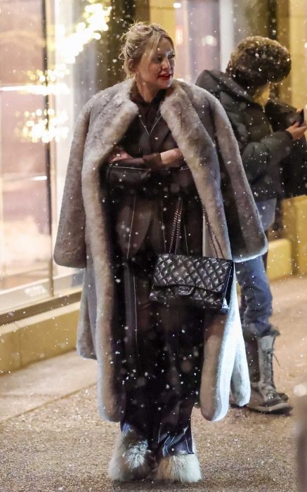 Kate Hudson in a Grey Fur Coat