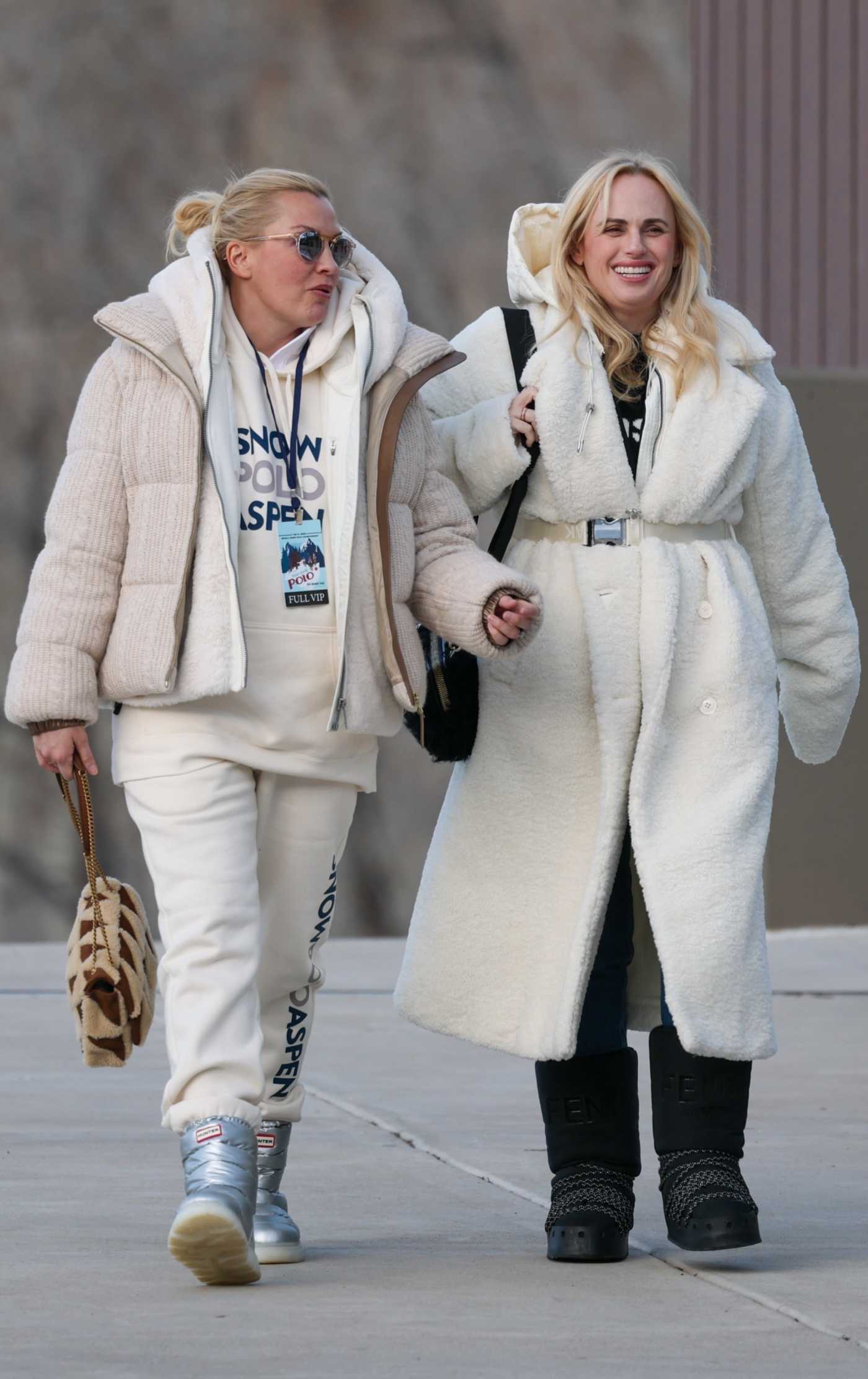 Rebel Wilson in a White Faux Fur Coat Was Seen Out with Ramona Agruma in Aspen 12/19/2024