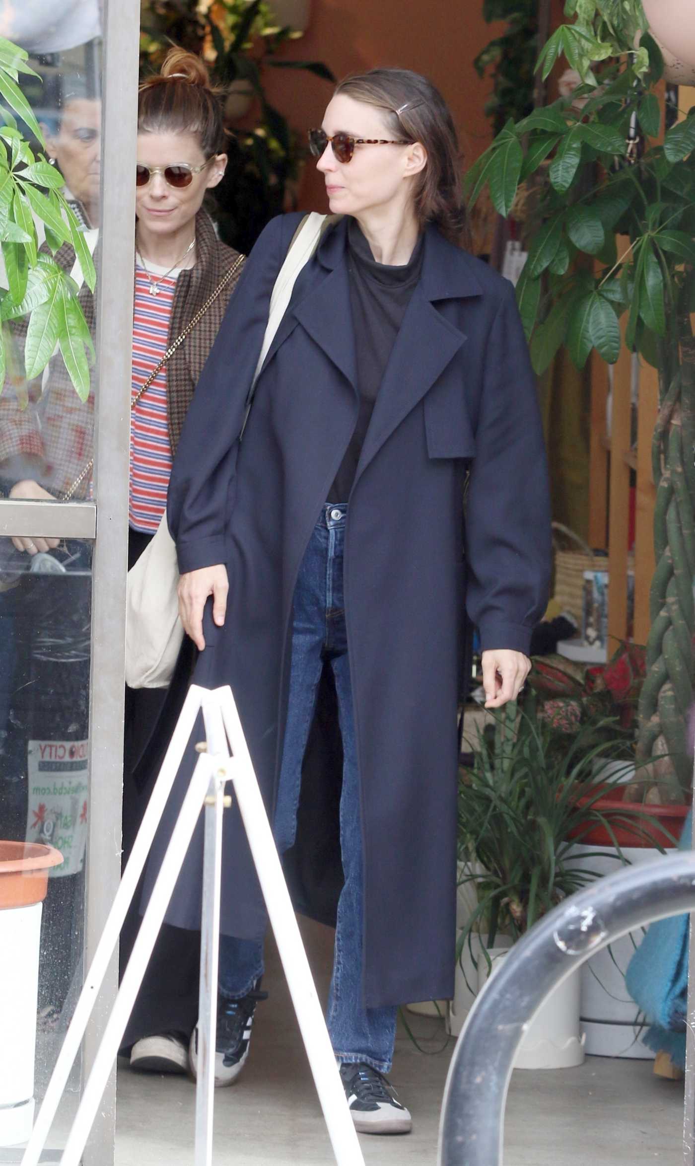 Rooney Mara in a Blue Trench Coat Was Seen Out with Kate Mara in Studio City 12/22/2024