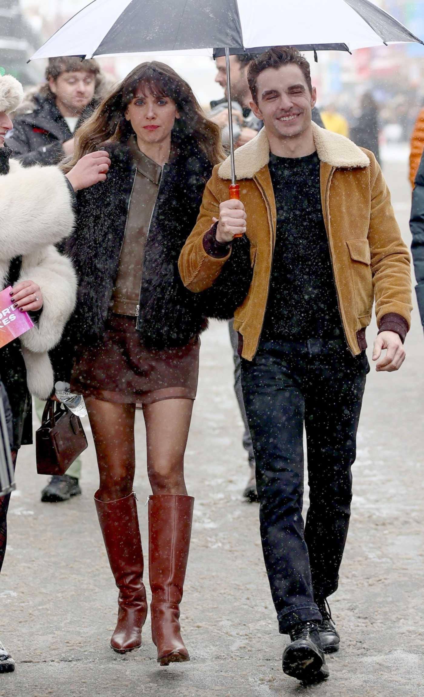 Alison Brie in a Black Fur Jacket Was Seen Out with Dave Franco During 2025 Sundance Film Festival in Park City 01/25/2025