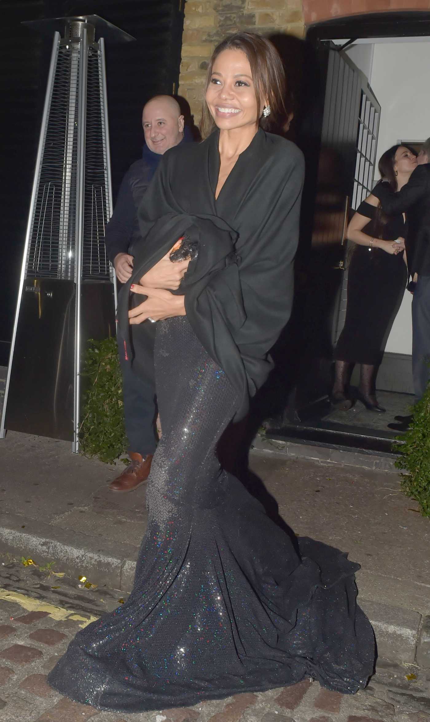 Emma Thynn in a Black Dress Arrives at the Chiltern Firehouse in London 12/31/2024