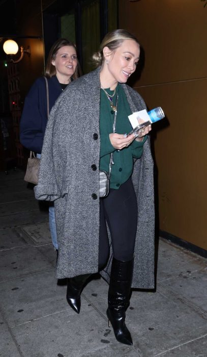 Hilary Duff in a Grey Coat