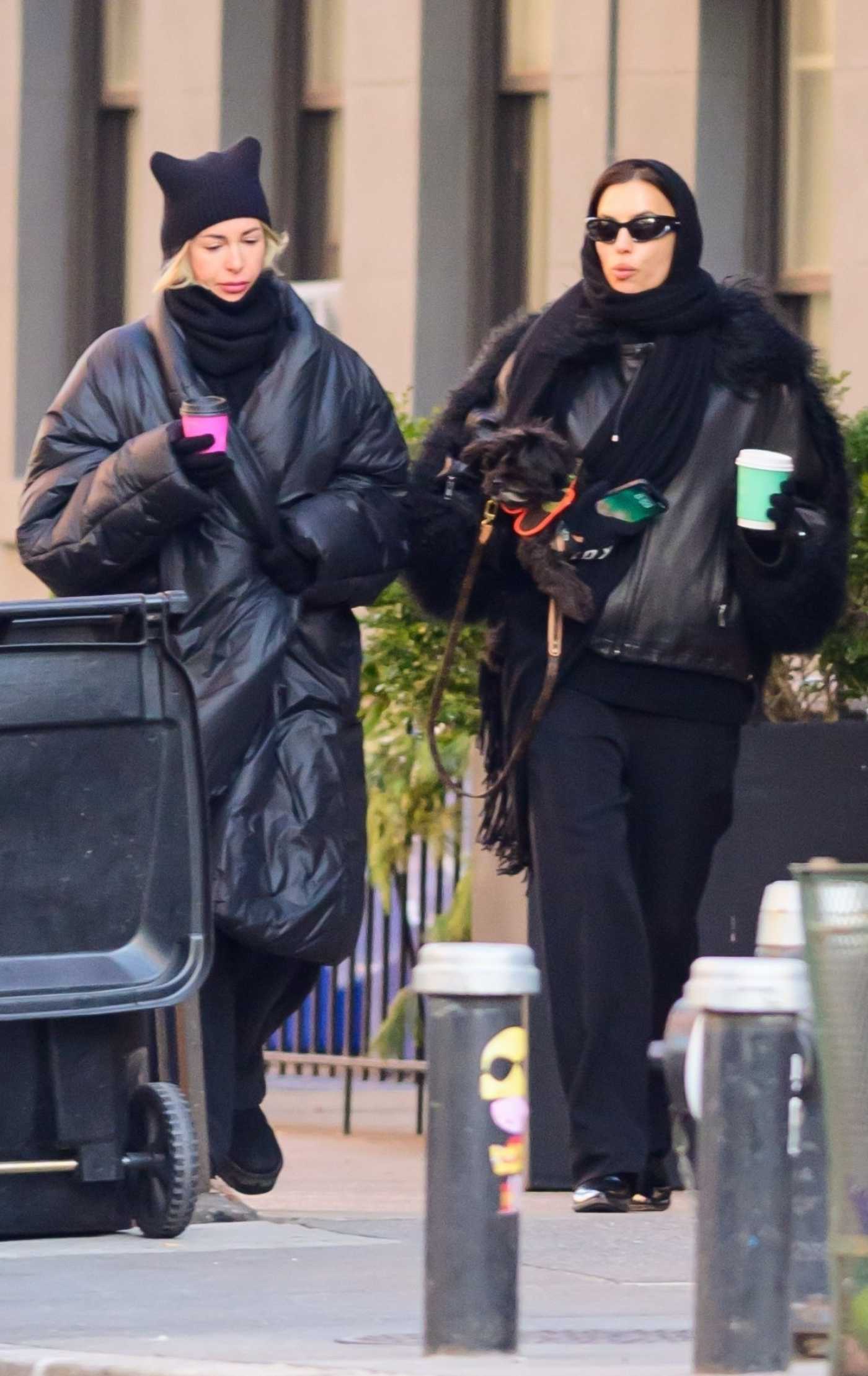 Irina Shayk in a Black Outfit Was Seen Out with a Friend in New York City 01/08/2025