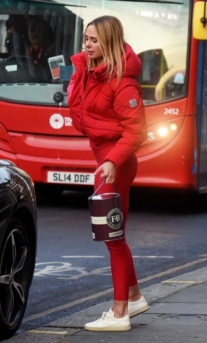 Kimberley Garner in a Red Jacket