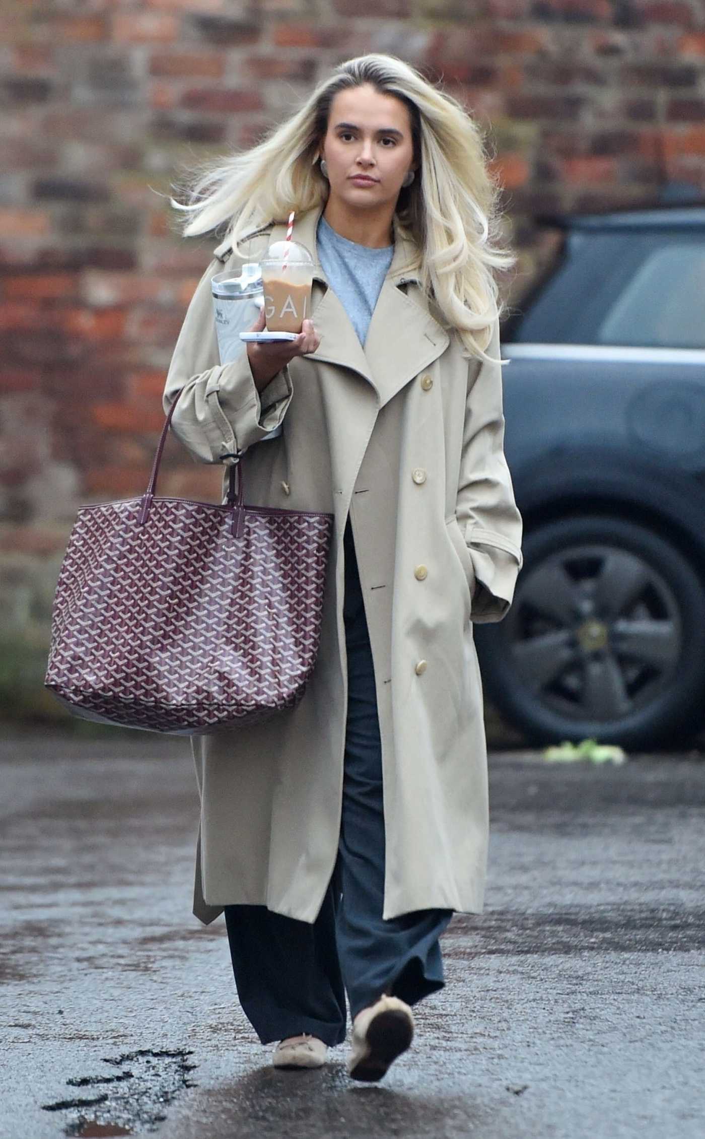 Molly-Mae Hague in a Beige Trench Coat Leaves Her Office in Hale 01/20/2025