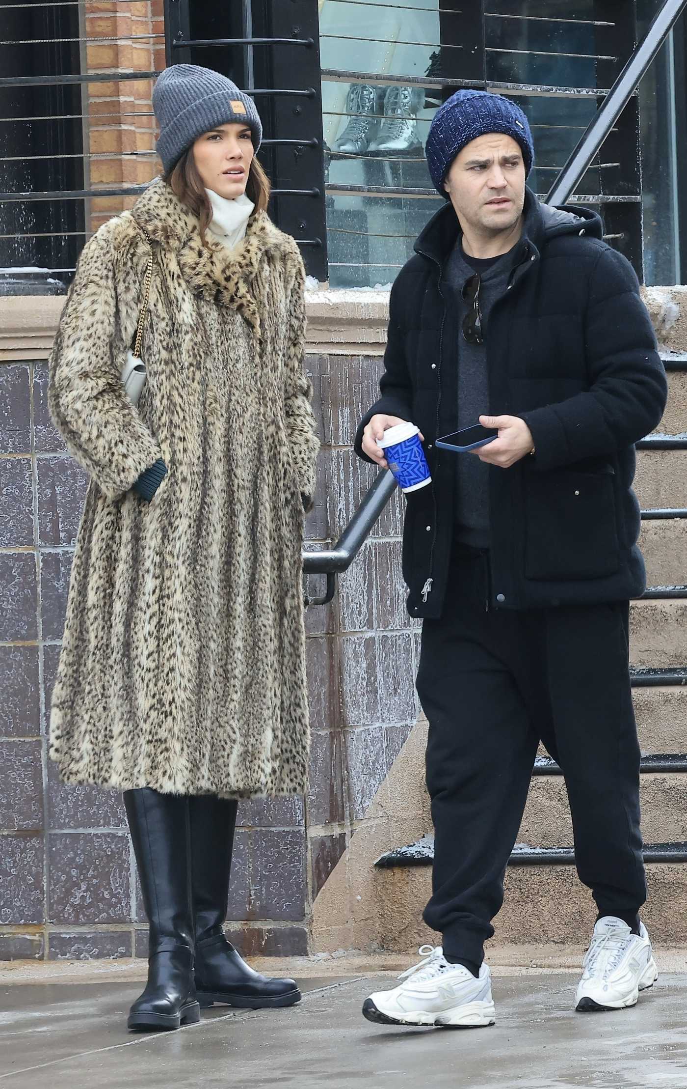 Natalie Kuckenburg in a Grey Beanie Hat Was Seen Out with Paul Wesley in Aspen 01/01/2025