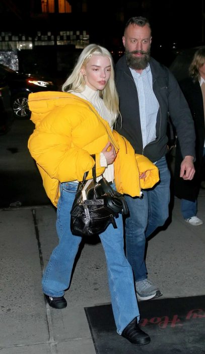 Anya Taylor-Joy in a Yellow Puffer Jacket