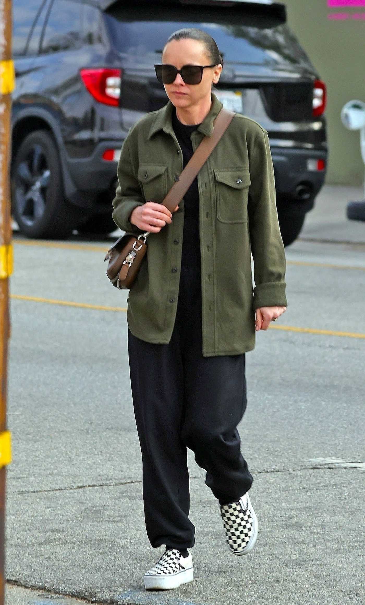 Christina Ricci in an Olive Shirt Was Seen Out in Los Angeles 01/30/2025