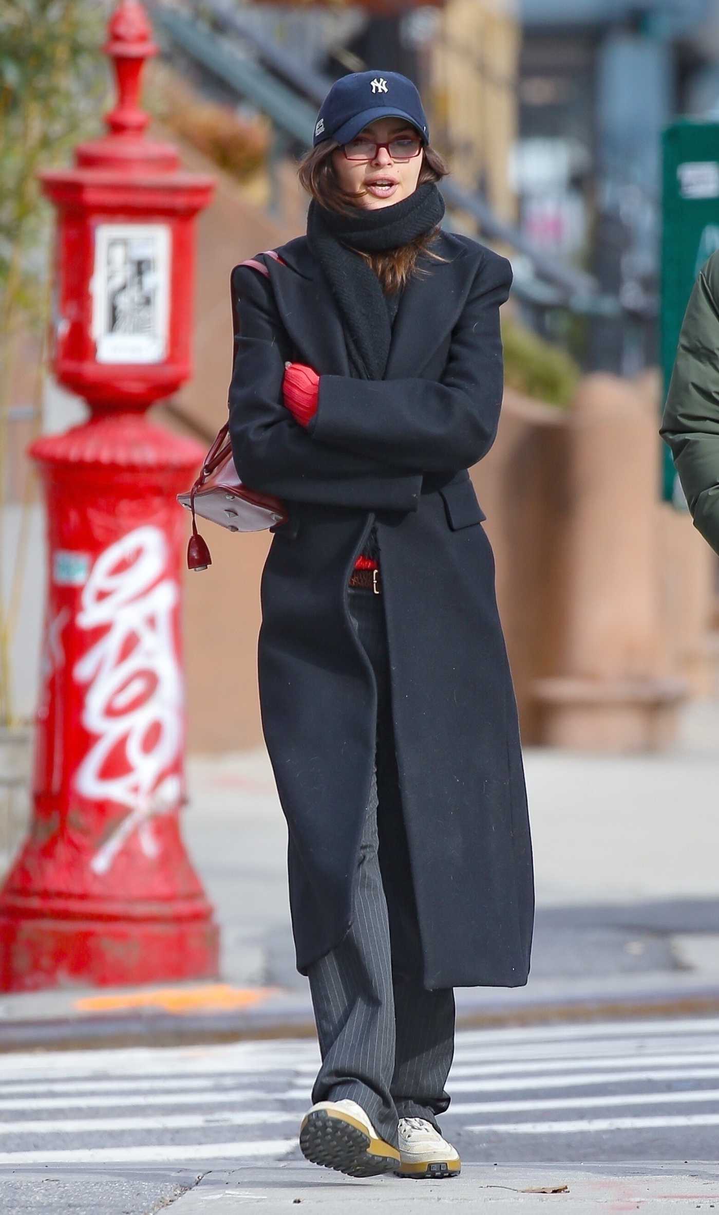 Emily Ratajkowski in a Black Coat Was Seen Out in New York 02/20/2025