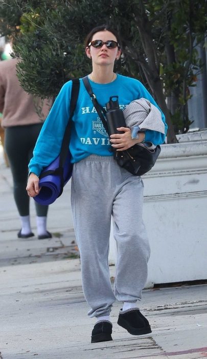 Lucy Hale in a Grey Sweatpants