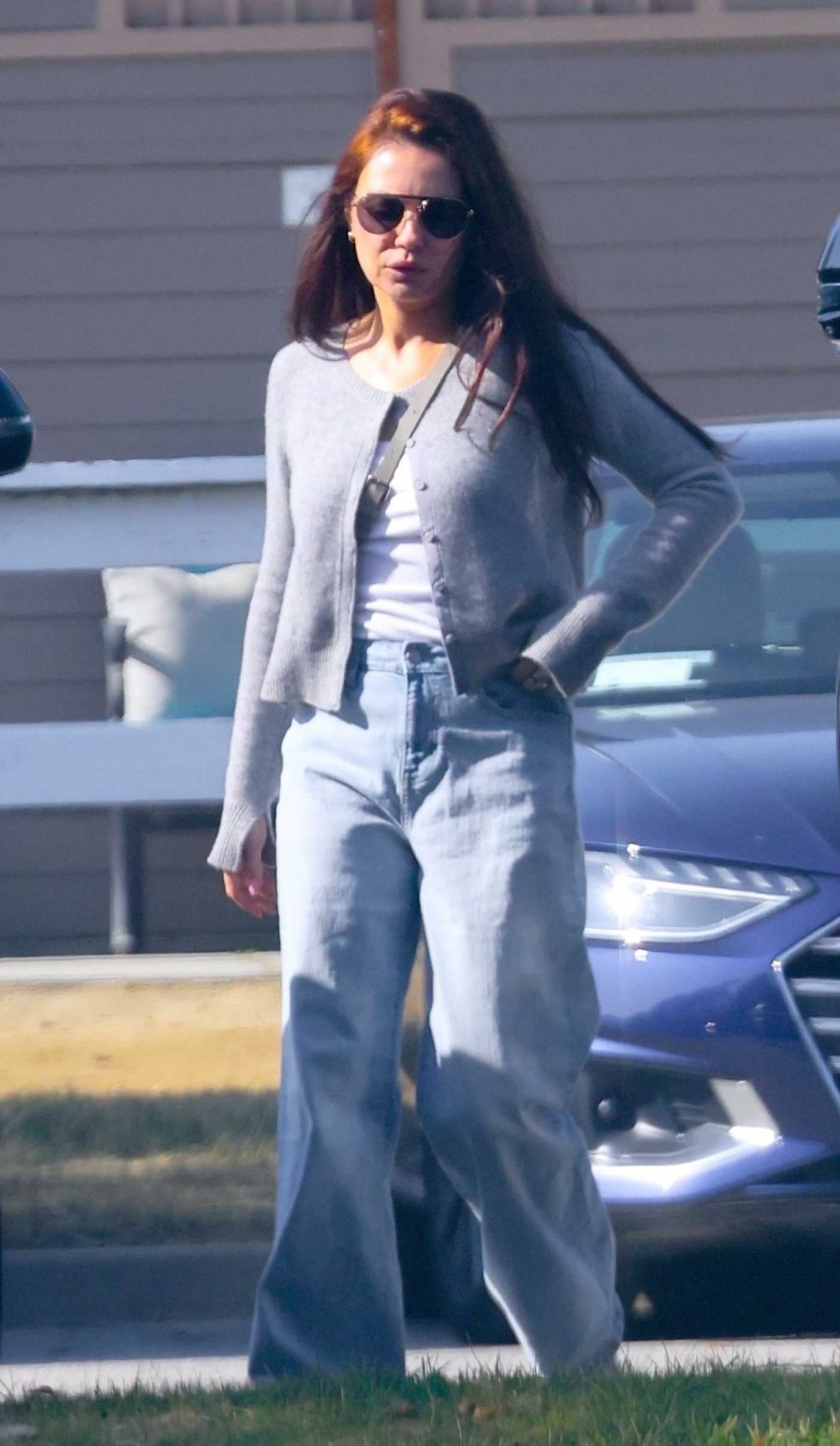 Mila Kunis in a Grey Cardigan Was Seen Out in Los Angeles 02/02/2025