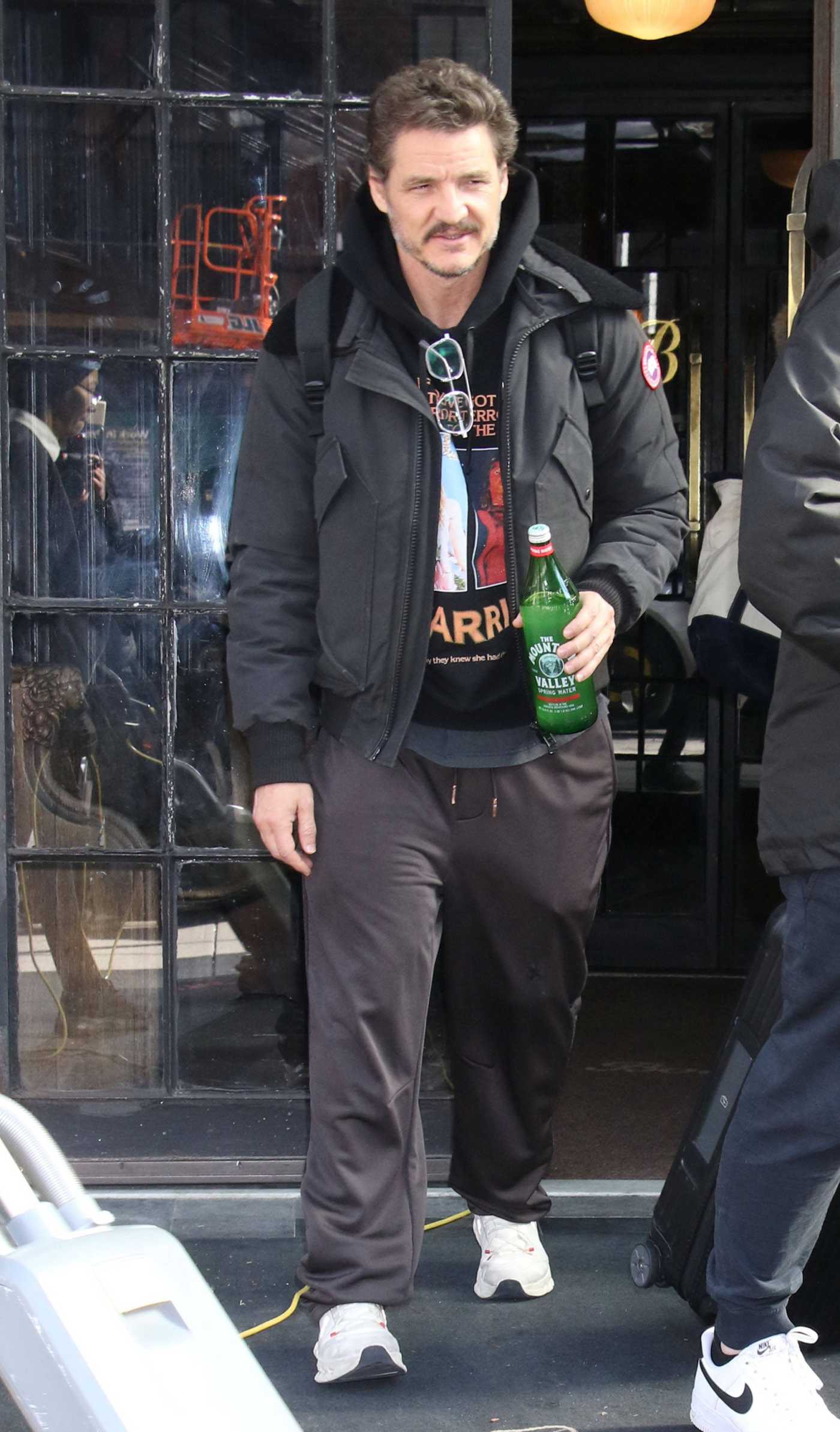 Pedro Pascal in a White Sneakers Leaves His Hotel in New York 02/17/2025