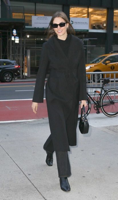 Karlie Kloss in a Black Coat