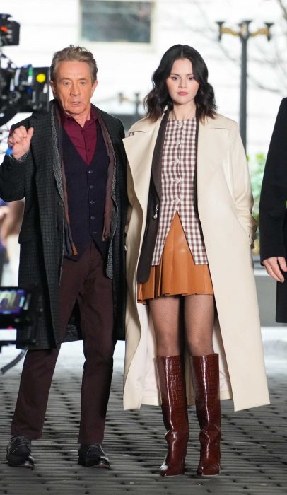 Selena Gomez in a Beige Coat