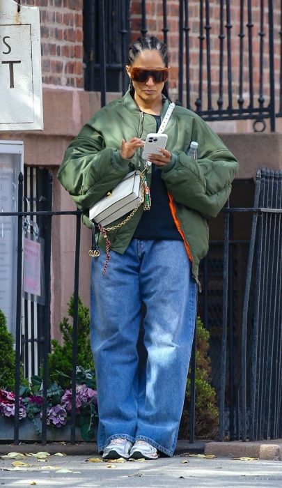 Tracee Ellis Ross in a Green Bomber Jacket