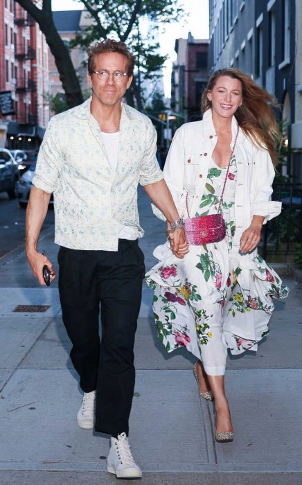 Blake Lively in a White Floral Dress