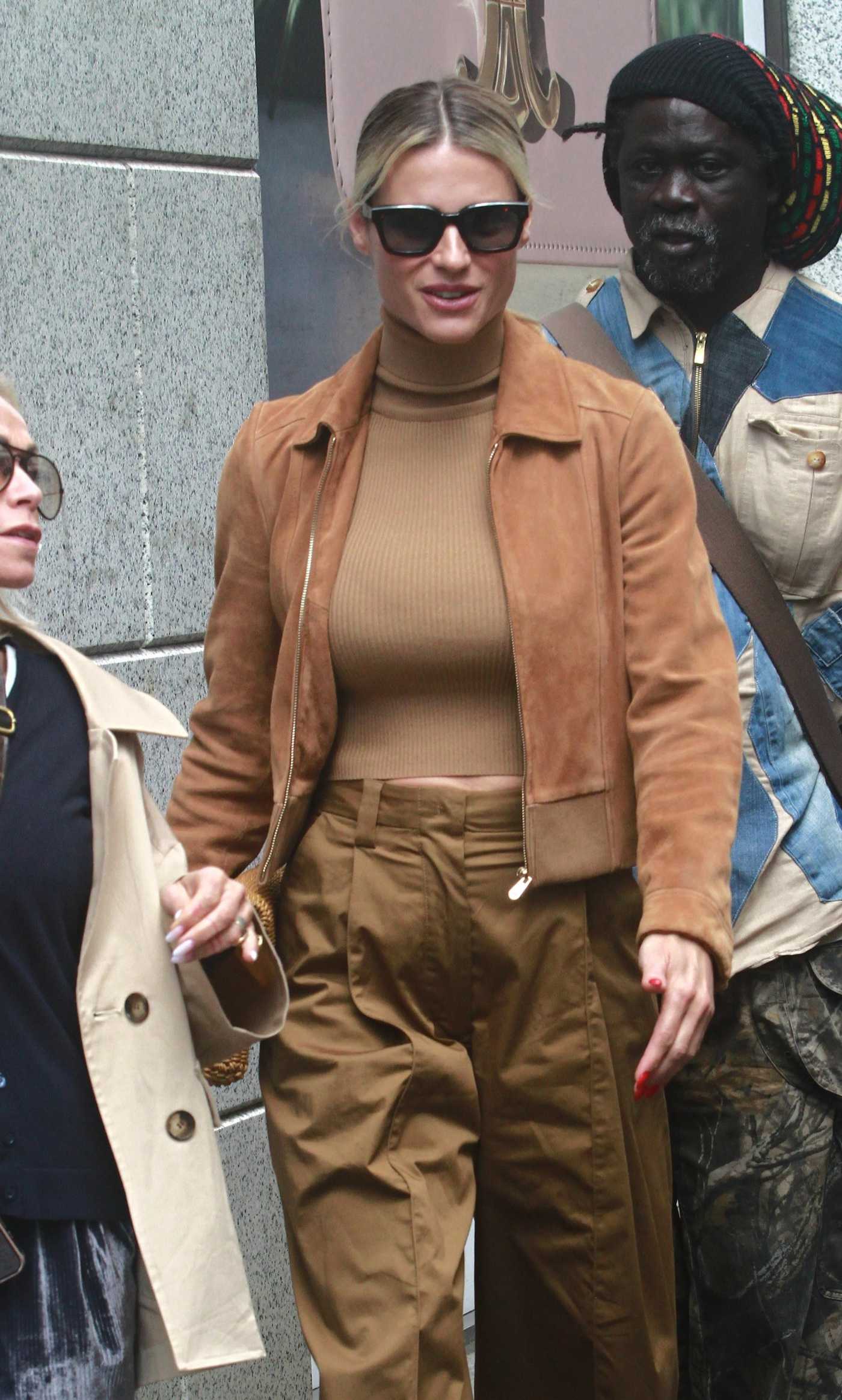 Michelle Hunziker in a Beige Turtleneck Was Seen Out in Milan 05/14/2025