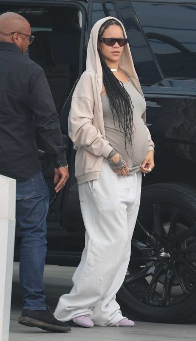 Rihanna in a White Sweatpants