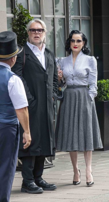 Dita Von Teese in a Grey Skirt