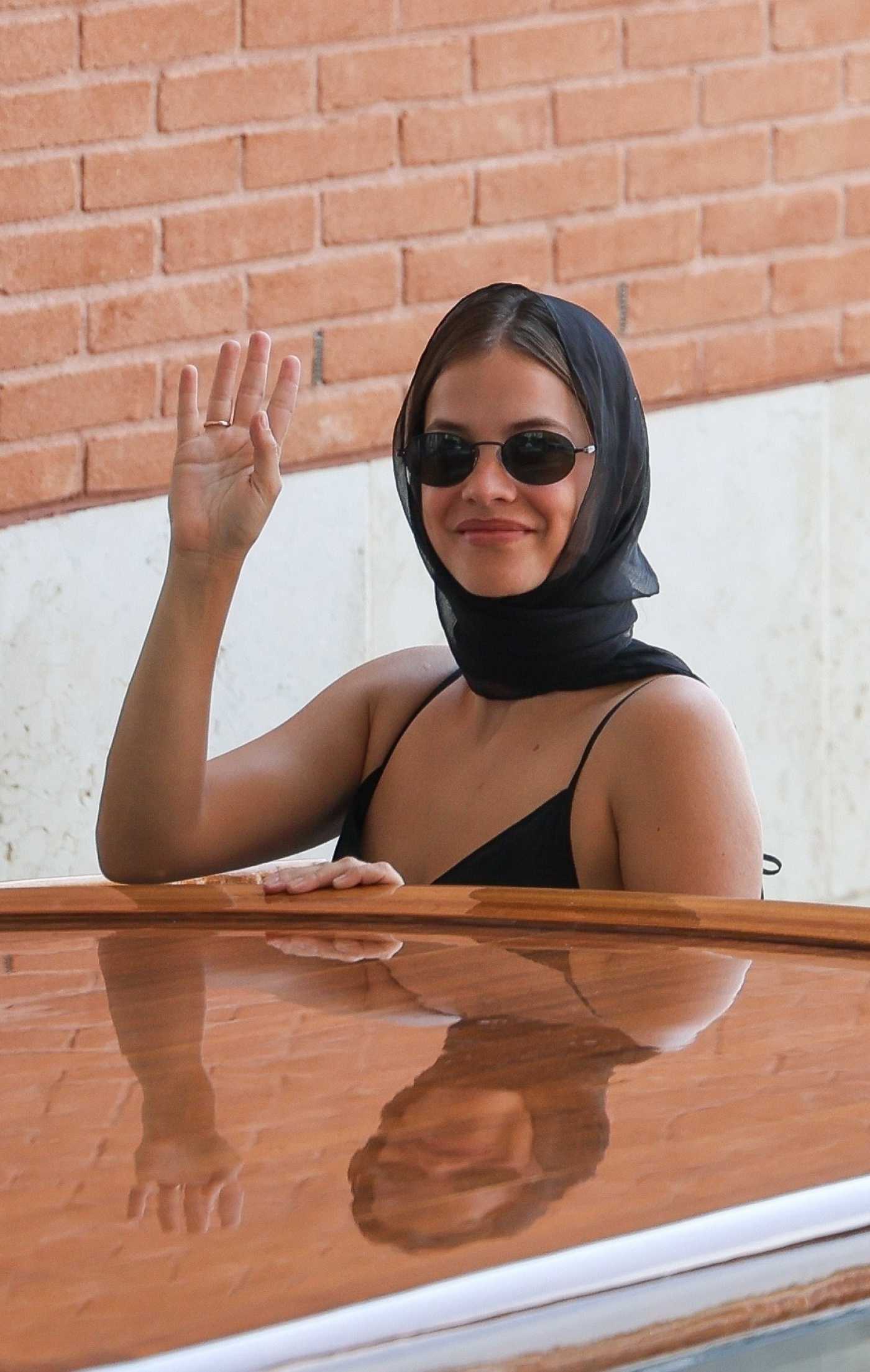 Barbara Palvin in a Black Dress Arrives for 2025 Venice Film Festival in Venice 08/26/2025