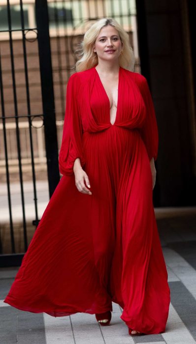 Pixie Lott in a Flowing Red Gown