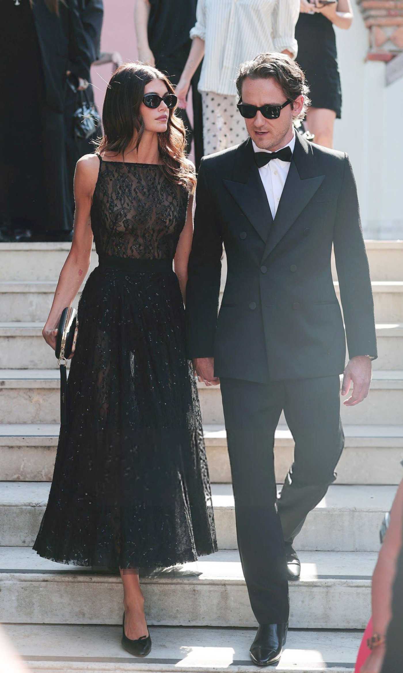 Kaia Gerber Arrives at The Testament of Ann Lee Red Carpet with Lewis Pullman During the 82nd Venice International Film Festival in Venice 09/01/2025