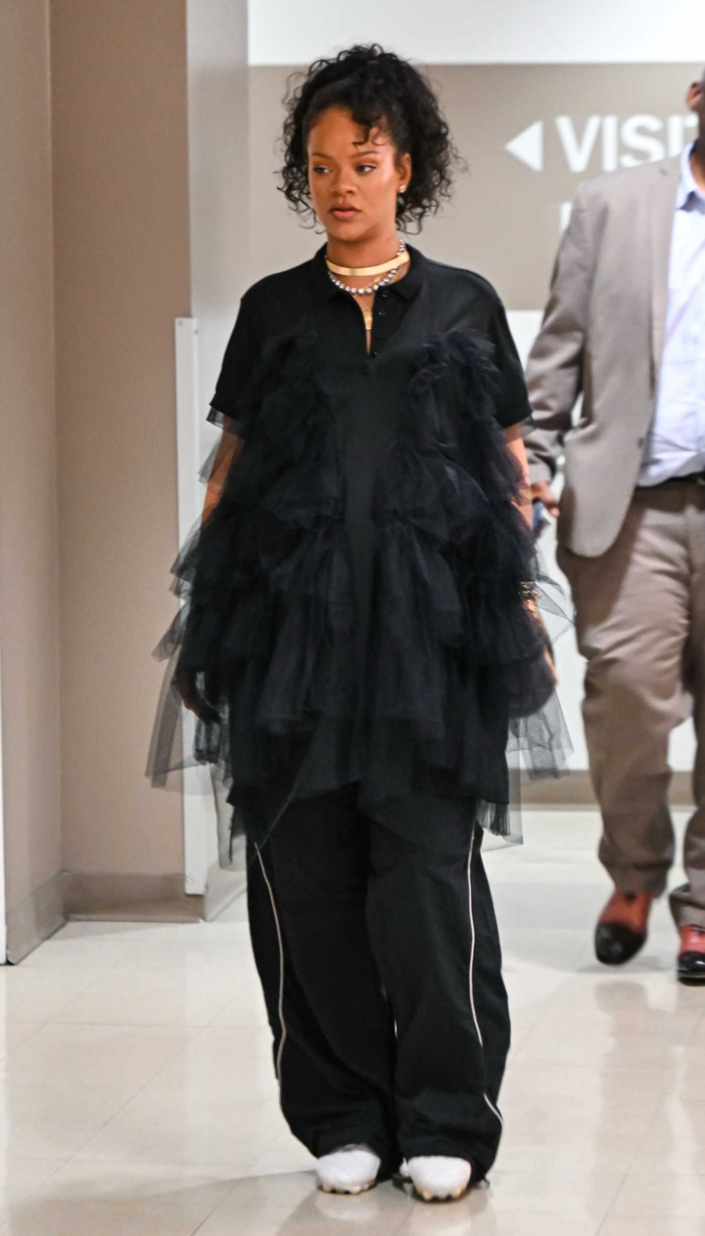 Rihanna in a Black Pantsuit Goes to a Doctors Appointment in Beverly Hills 09/09/2025