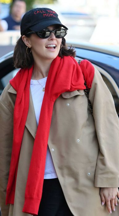 Zoey Deutch in a Black Cap