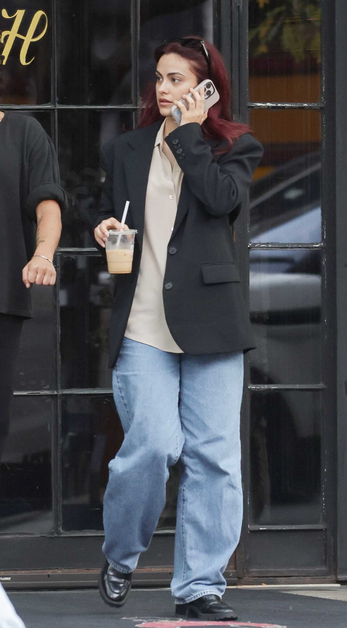 Camila Mendes in a Black Blazer Leaves The Bowery Hotel in New York 10/18/2025