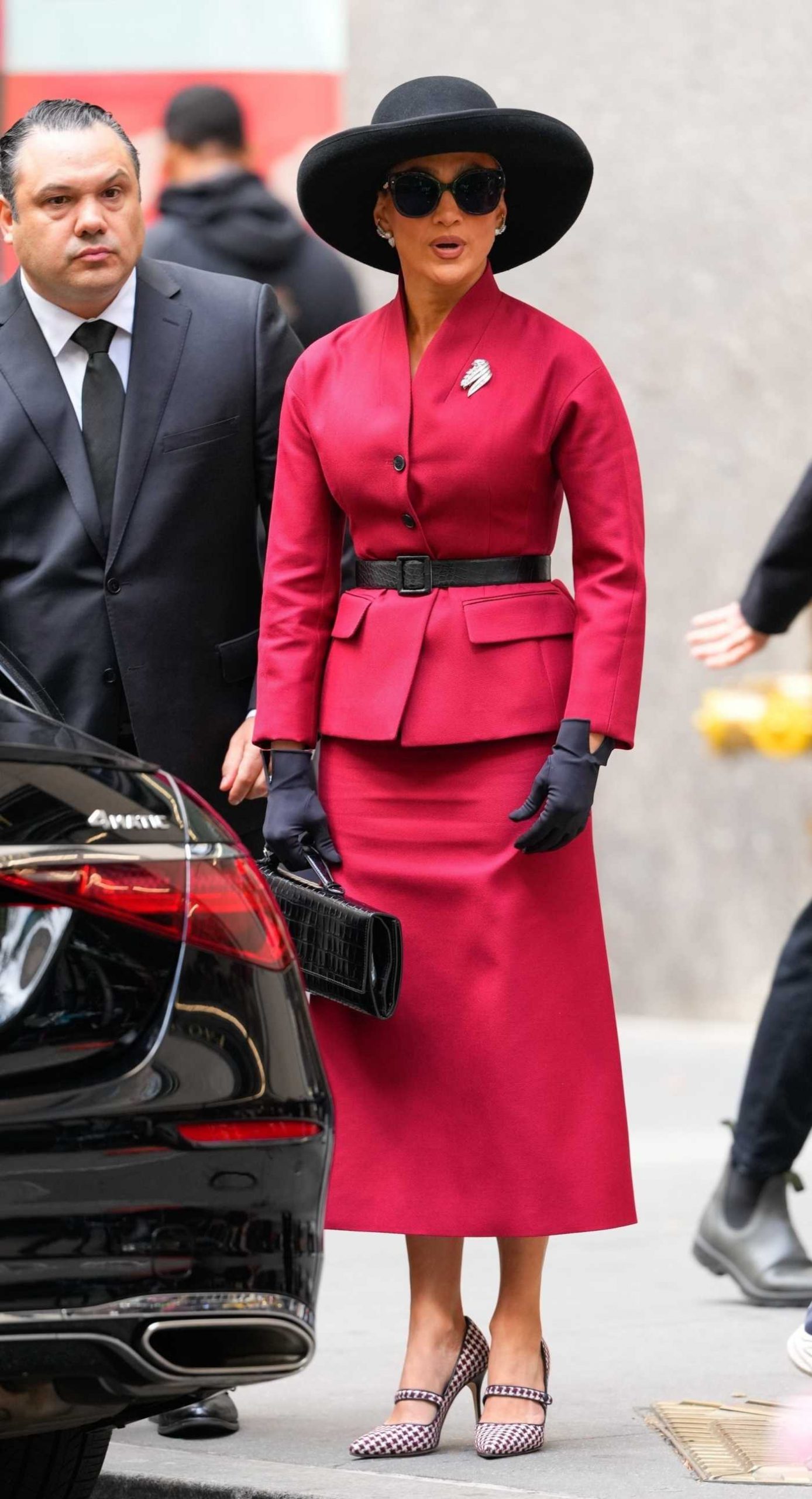 Jennifer Lopez in a Black Hat Films The Last Mrs. Parrish in Midtown on Manhattan in New York City 10/10/2025