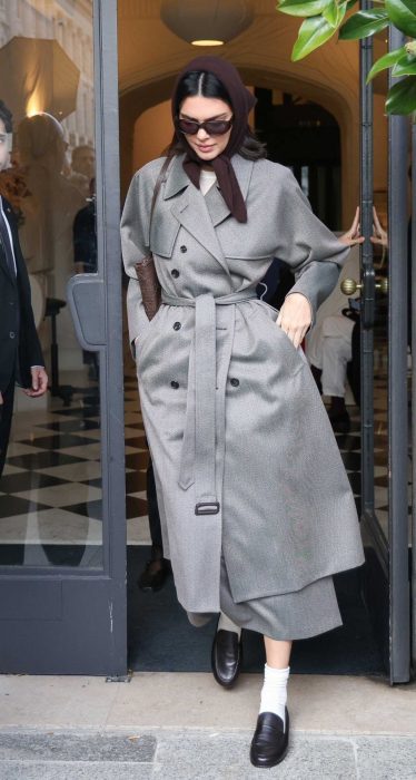 Kendall Jenner in a Grey Coat