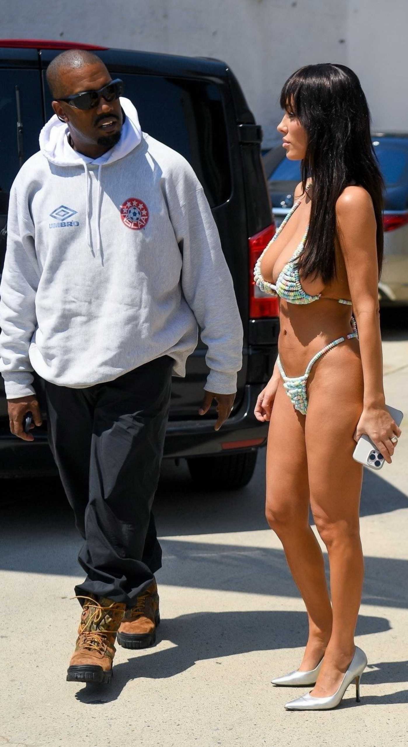 Bianca Censori in a Candy Lingerie Was Seen Out with Kanye West in Brooklyn in New York 12/21/2025