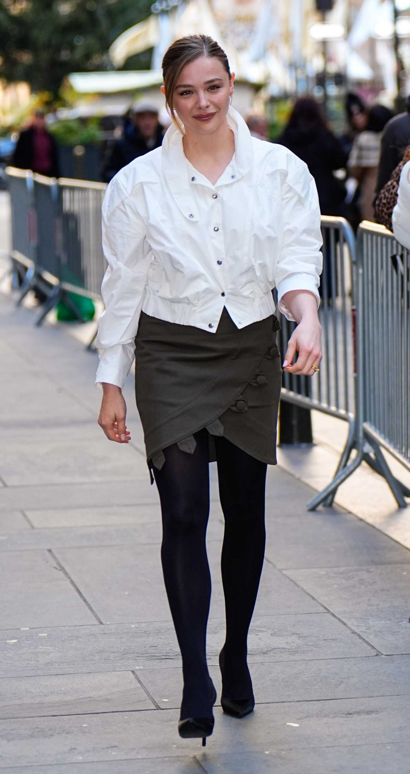 Chloe Moretz in a White Jacket Was Seen Outside the Today Show Studios in New York City 12/01/2025
