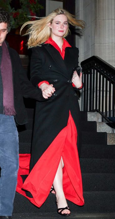 Elle Fanning in a Black Coat